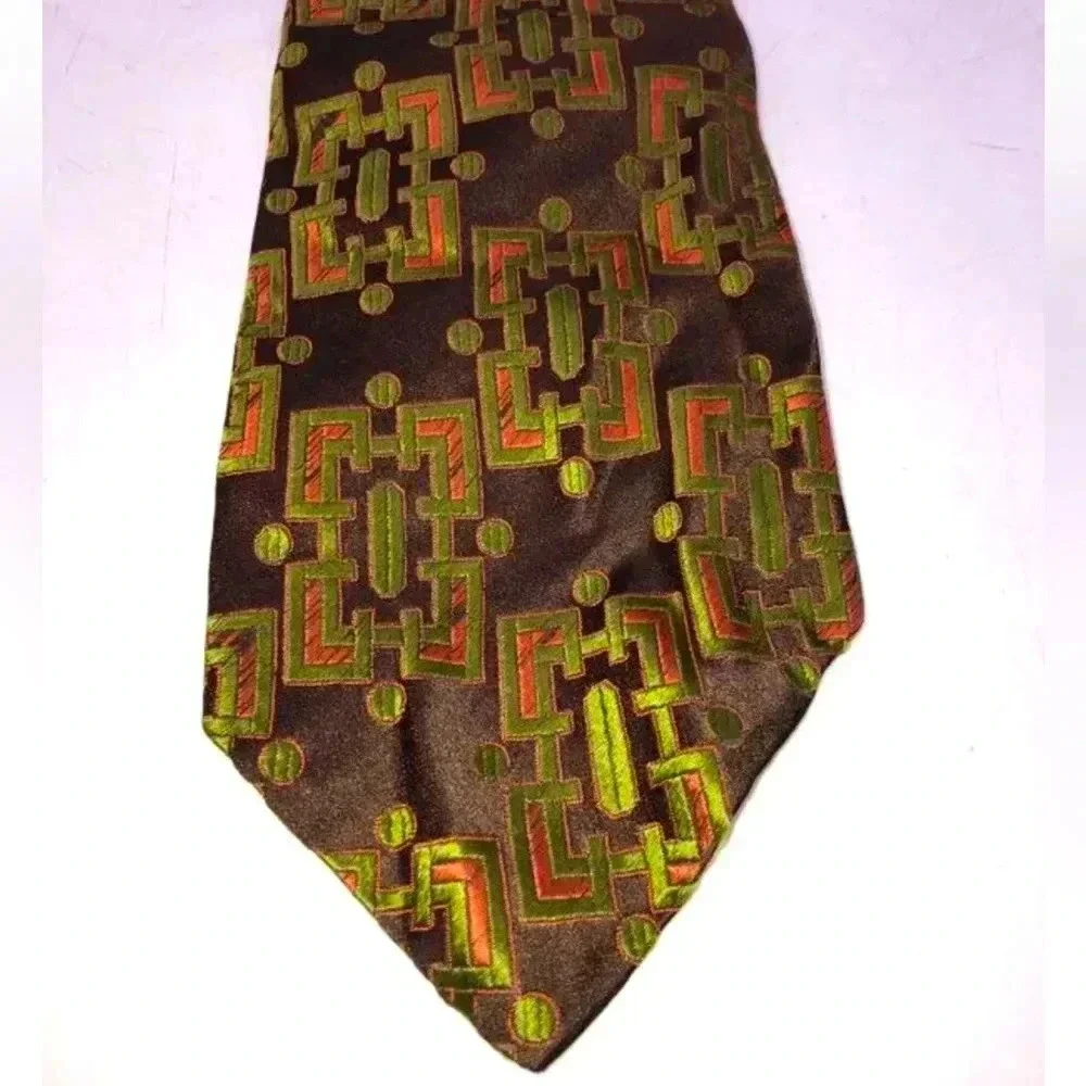 Givenchy Mens Multicolor Abstract Silk Adjustable Pointed Necktie